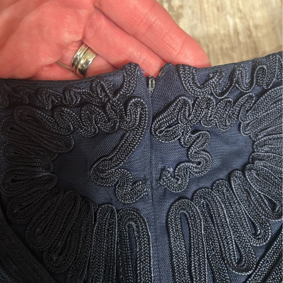 JS Collections Navy Embroidered Soutache Dress